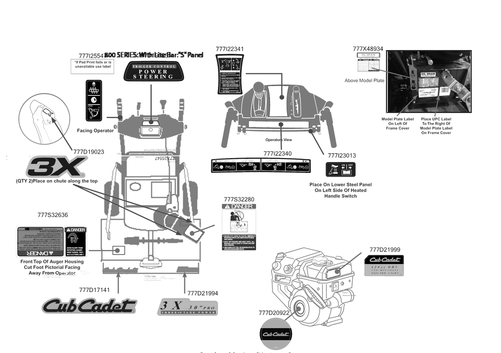 Label Map Diagram and Parts List for 3X30-INCHPRO (31AH8ESU710)(2016) Cub Cadet Snow Blower